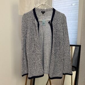 Ann Taylor Factory Blue and White Knit Cardigan